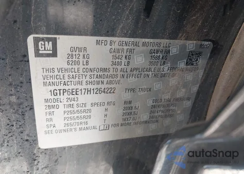 2017 GMC Canyon Denali z USA, uszkodzony, nr VIN 1GTP6EE17H1264222